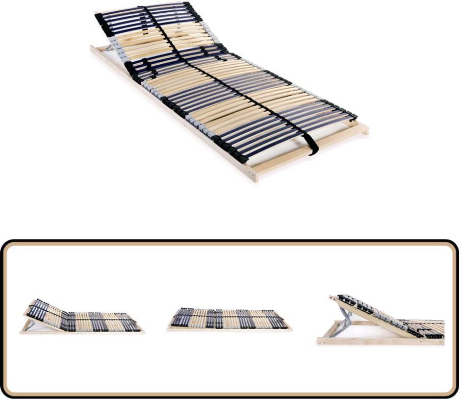 VidaXL Lattenbodem 7 Zones 70x200 cm Lattenbodem Bedbodem Hout Beukenhouten Berkenhouten
