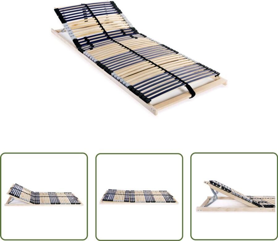 VidaXL Lattenbodem 7 Zones Verstelbaar 80x200 cm Lattenbodem Bedbodem Comfortzonen Houten Lattenbodem Buitenaanleg Slaapkamer Meubels