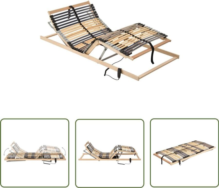 VidaXL Lattenbodem 7 Zones Elektrisch 90x200 cm Elektrische Lattenbodem Elektrisch Bedbodempje Verstelbare Bedbodem Lattenbodem Met Motor Houten Bedbodem Luxe Bedbodem Slaapcomfort