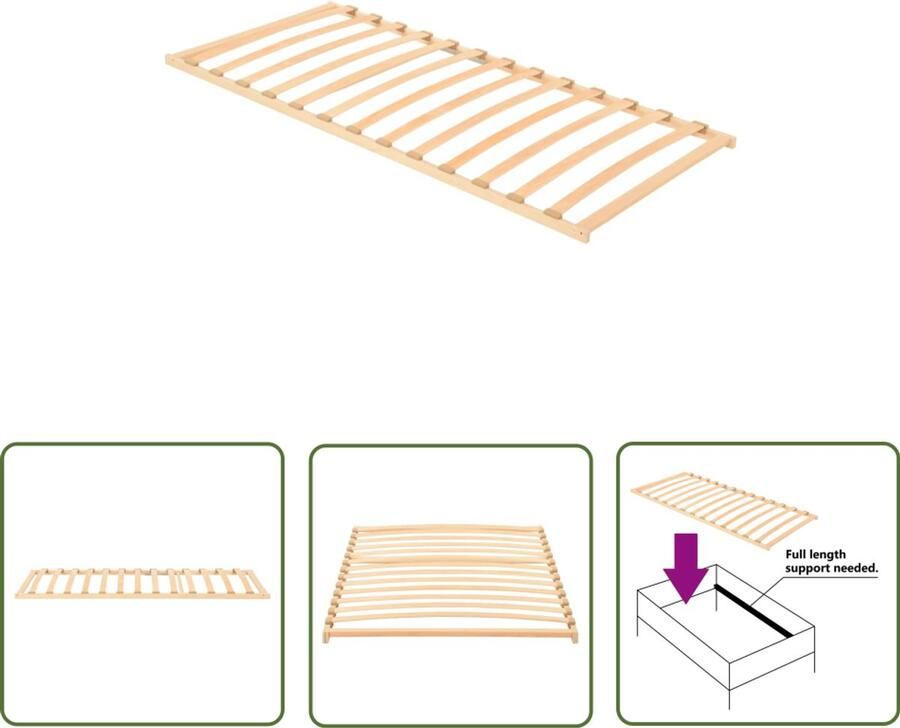 VidaXL Lattenbodem 90x200 cm 13 Latten Lattenbodem Slaapcomfort Houten Lattenbodem Beukenhout Bedbodem Tweepersoonsbed 90x200 Cm - Foto 2