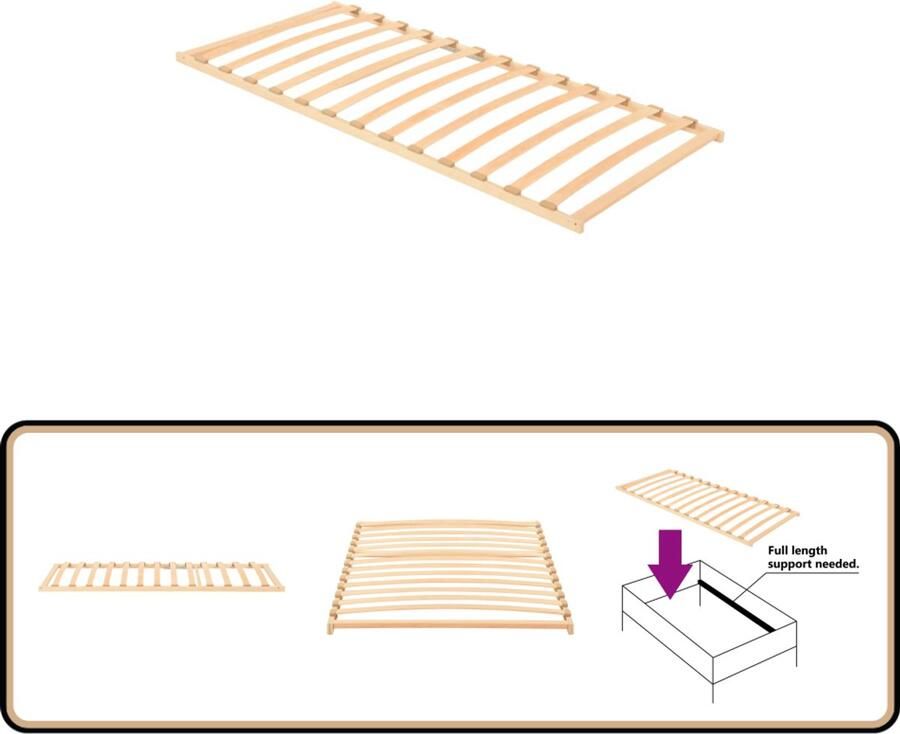 VidaXL Lattenbodem 90x200 cm 13 Latten Lattenbodem Slaapcomfort Houten Lattenbodem Beukenhout Bedbodem Tweepersoonsbed 90x200 Cm