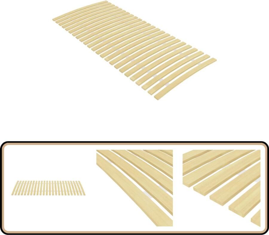 VidaXL Lattenbodem 90x200 cm Massief populierenhout Houten Lattenbodem 90x200 Stapelbed Frame Ligbed Frame Platformbed Frame