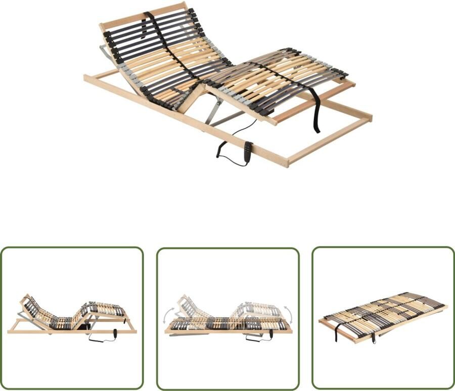 VidaXL Lattenbodem Elektrisch 7 Zones 70x200 cm Elektrische Lattenbodem Elektrisch Verstelbaar Bed Lattenbodem Met 7 Zones Houten Lattenbodem Beukenhouten Bed