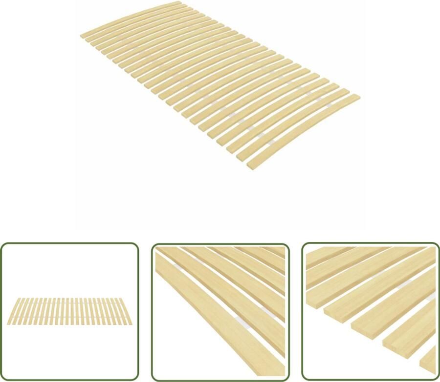 The Living Store Houten lattenbodem 200 x 100 cm massief populierenhout Houten Lattenbodem Tweepersoons Bed Populieren Hout Bed Frame