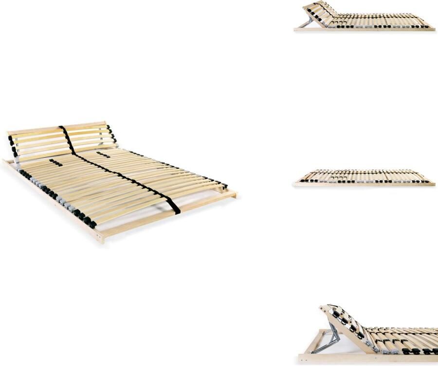VidaXL Lattenbodem 195 x 140 x 9 cm Massief beukenhouten frame 28 latten Verstelbare stevigheid Inclusief SBS rubberen doppen In hoogte verstelbaar Gemakkelijke montage Bed