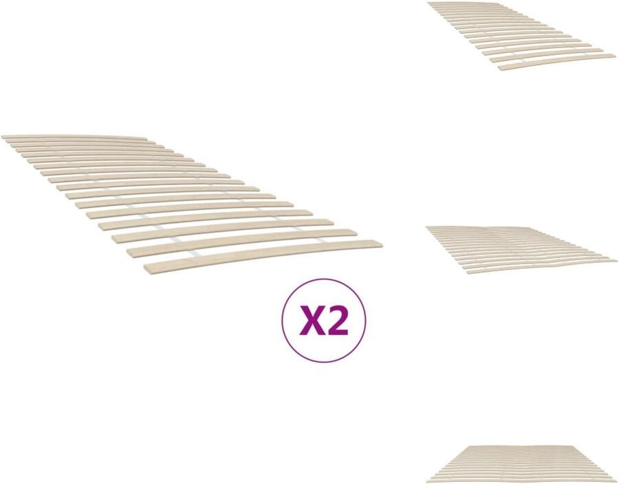 VidaXL Lattenbodem Lattenbodems Bedframe Bedbodem Lattenbodems 2 st met 34 latten 100x200 cm