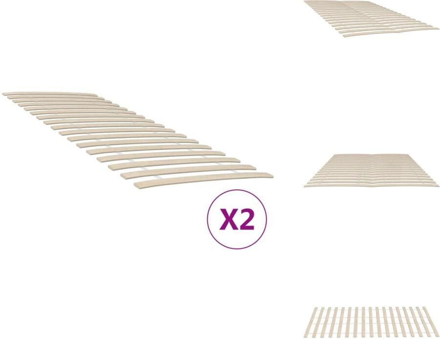 VidaXL Lattenbodem Lattenbodems Bedframe Bedbodem Lattenbodems 2 st met 34 latten 70x200 cm
