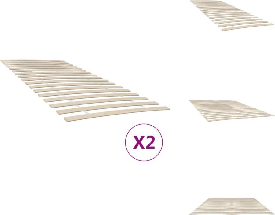 VidaXL Lattenbodem Lattenbodems Bedframe Bedbodem Lattenbodems 2 st met 34 latten 90x200 cm