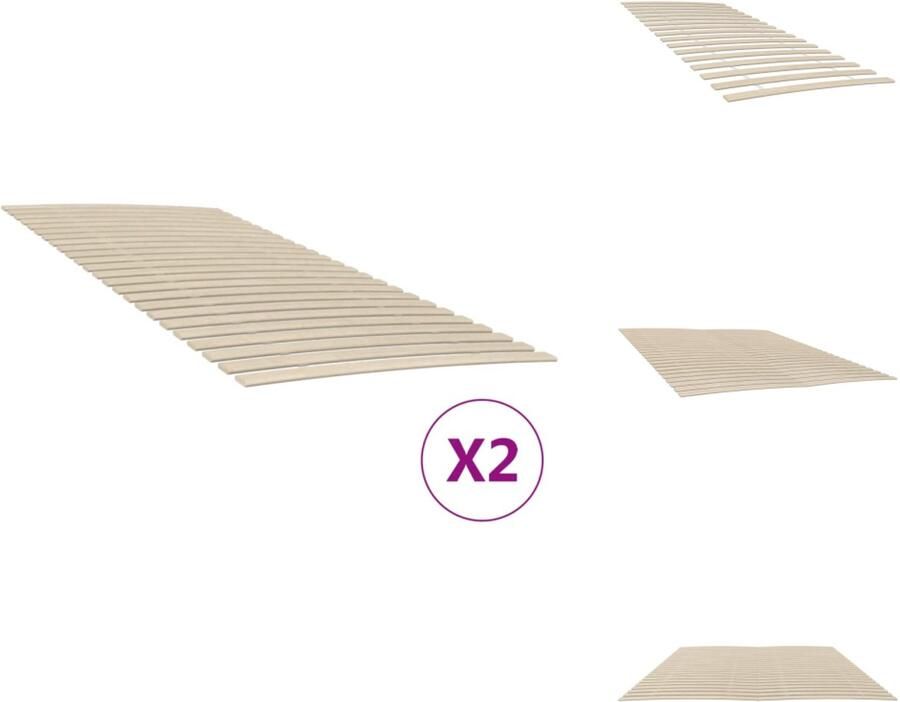 VidaXL Lattenbodem Lattenbodems Bedframe Bedbodem Lattenbodems 2 st met 48 latten 100x200 cm