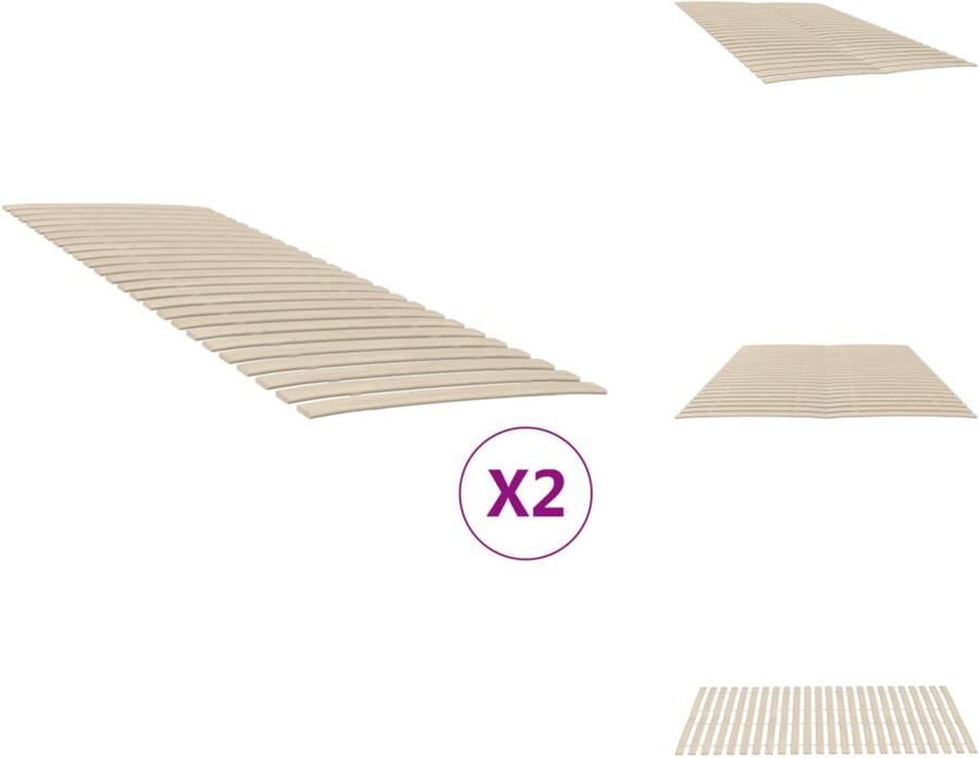 VidaXL Lattenbodem Lattenbodems Bedframe Bedbodem Lattenbodems 2 st met 48 latten 70x200 cm