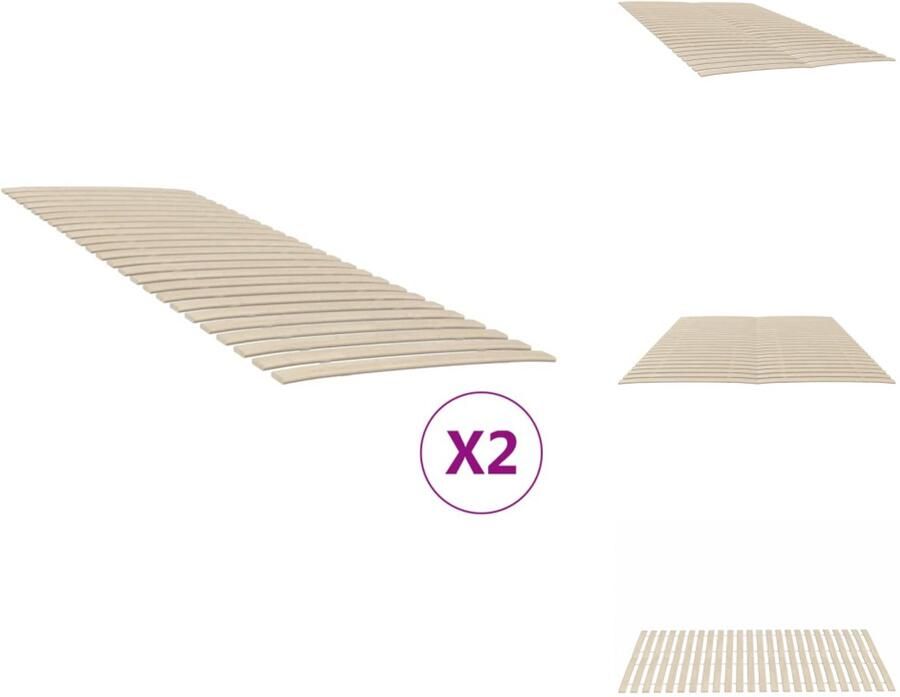 VidaXL Lattenbodem Lattenbodems Bedframe Bedbodem Lattenbodems 2 st met 48 latten 80x200 cm