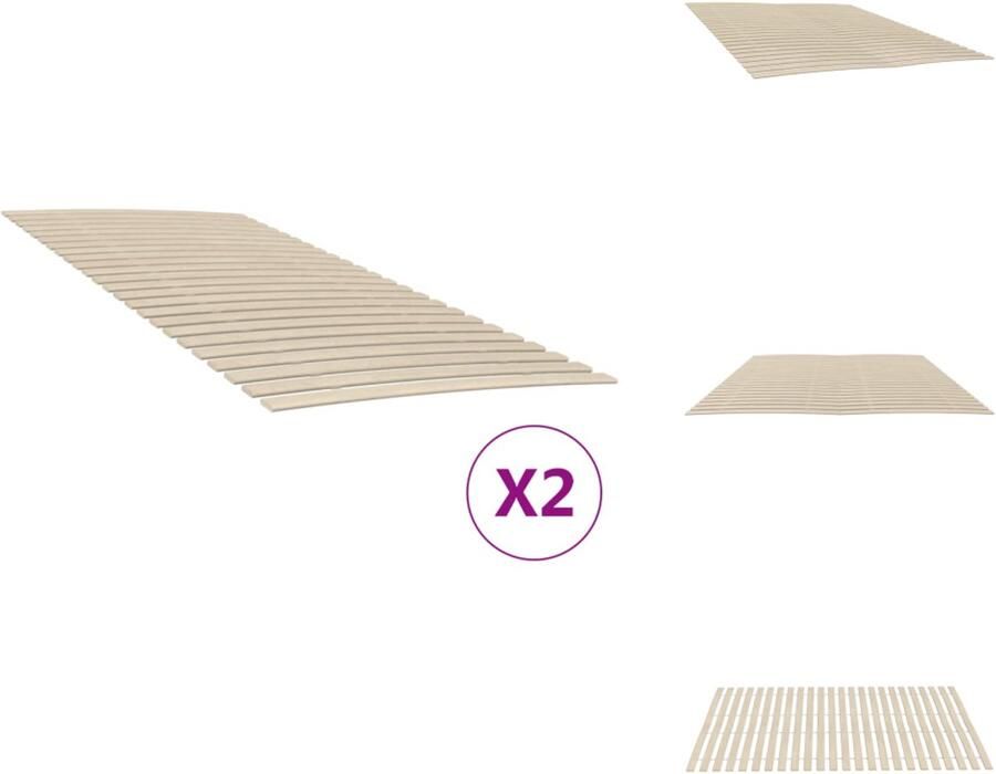 VidaXL Lattenbodem Lattenbodems Bedframe Bedbodem Lattenbodems 2 st met 48 latten 90x200 cm