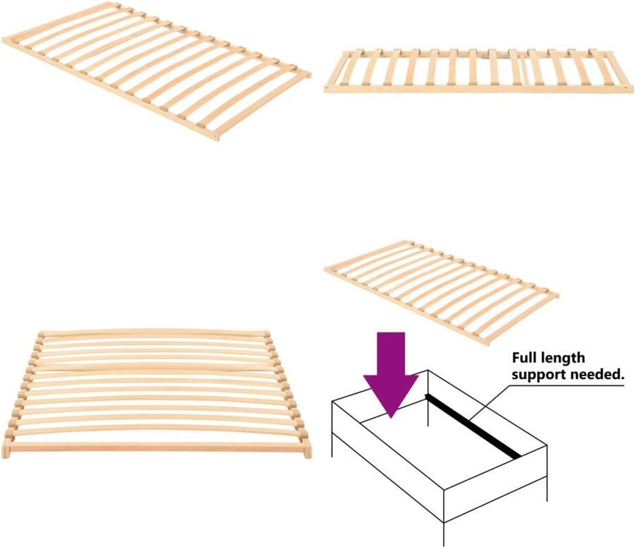 VidaXL Lattenbodem met 13 latten 100x200 cm Bedbodem Bedbodems Lattenbodem Lattenbodems