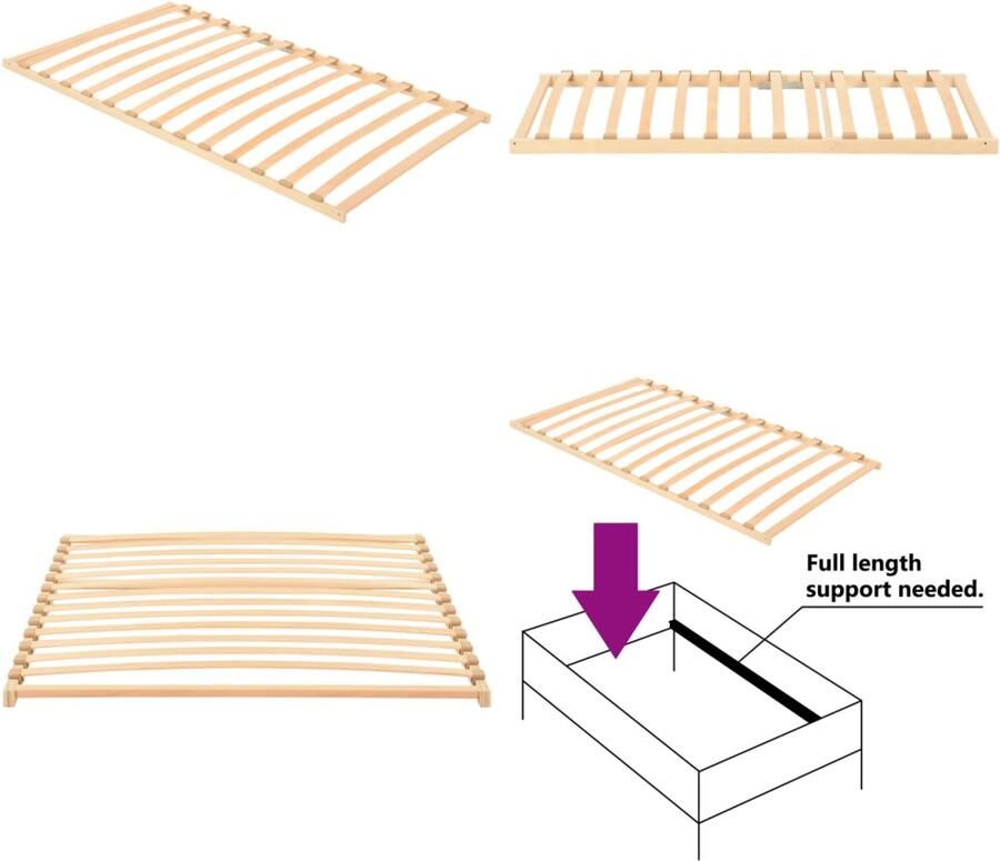 VidaXL Lattenbodem met 13 latten 120x200 cm Bedbodem Bedbodems Lattenbodem Lattenbodems