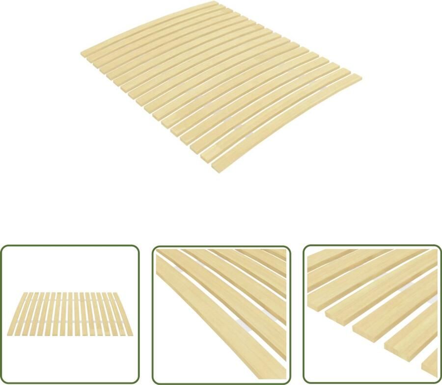 VidaXL Lattenbodem 17 Latten 100x200 cm Inklapbaar Lattenbodem Populierenhouten Lattenbodem Inklapbare Lattenbodem Tweepersoons Lattenbodem Bruine Lattenbodem