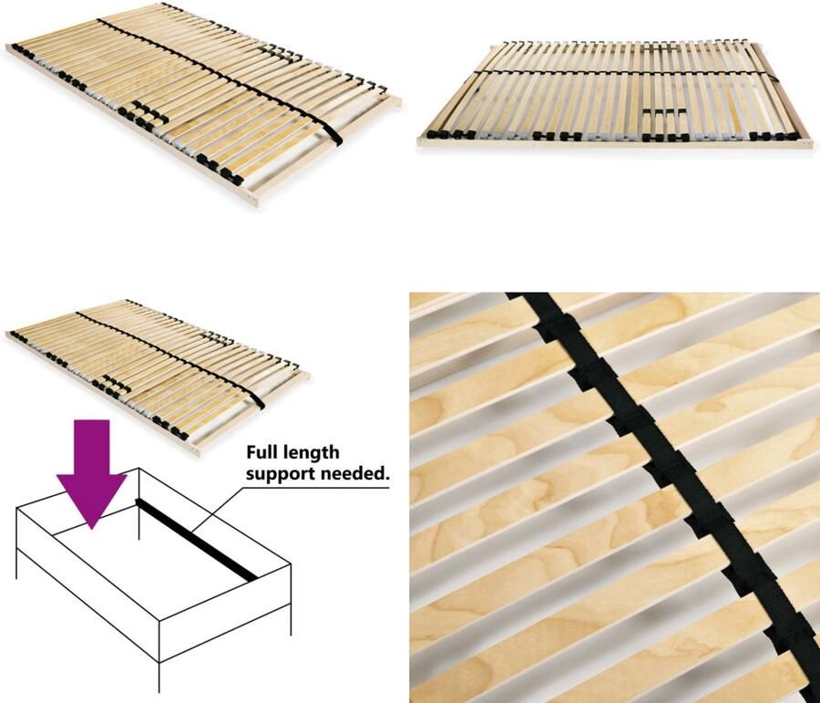 VidaXL Lattenbodem met 28 latten 7 zones 100x200 cm Bedbodem Bedbodems Lattenbodem Lattenbodems