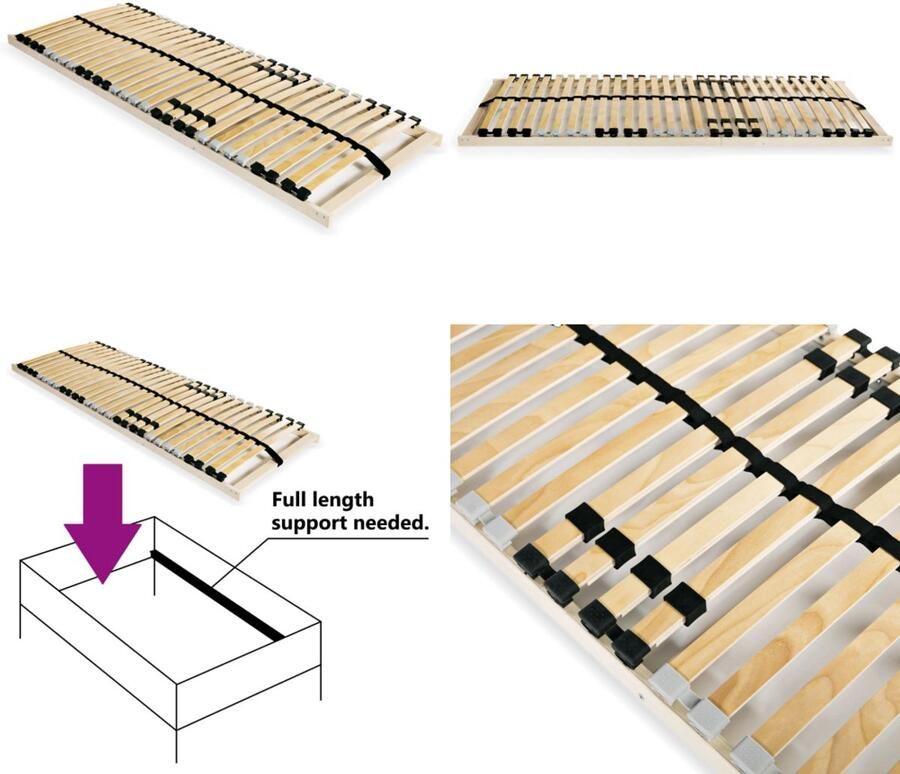 VidaXL Lattenbodem met 28 latten 7 zones 70x200 cm Bedbodem Bedbodems Lattenbodem Lattenbodems