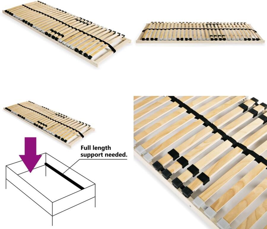 VidaXL Lattenbodem met 28 latten 7 zones 80x200 cm Bedbodem Bedbodems Lattenbodem Lattenbodems