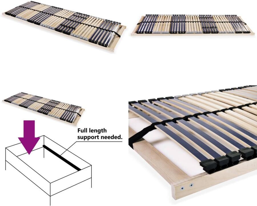 VidaXL Lattenbodem met 42 latten 7 zones 80x200 cm Bedbodem Bedbodems Lattenbodem Lattenbodems