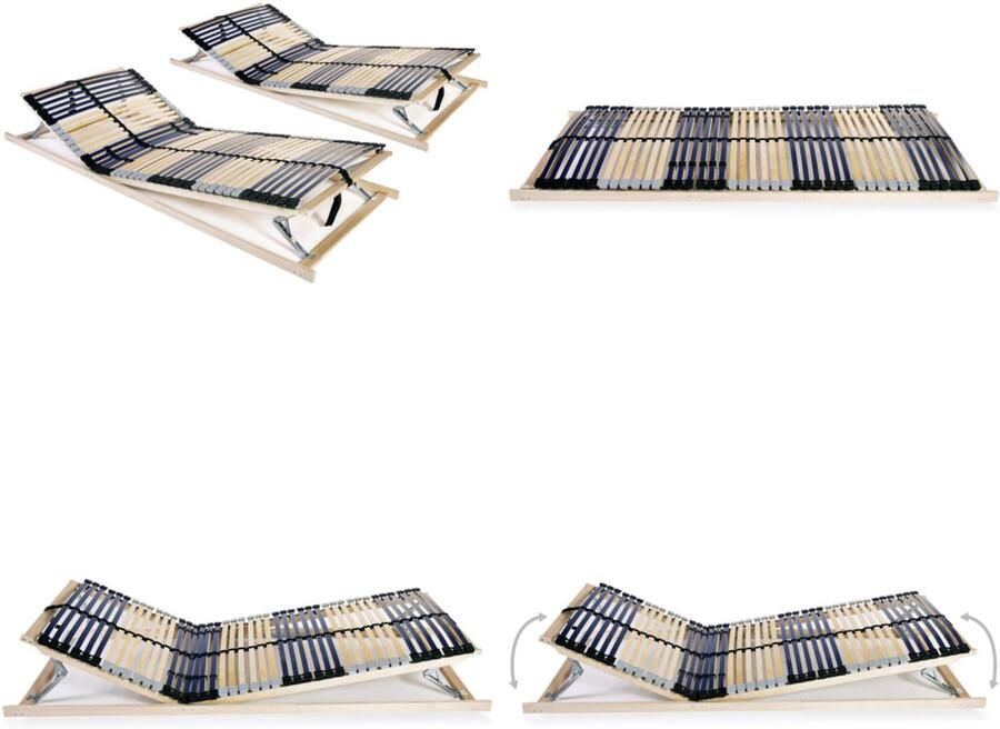 VidaXL Lattenbodems 2 st met 42 latten 7 zones 80x200 cm Bedbodem Bedbodems Lattenbodem Lattenbodems