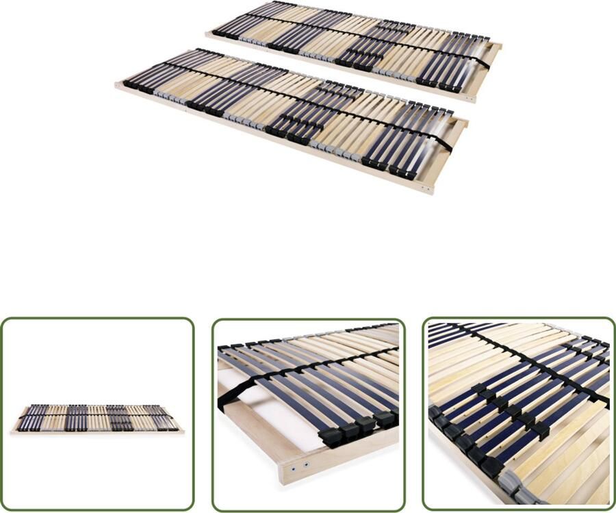 VidaXL Lattenbodems 7 zones 90x200 cm 2 stuks Lattenbodem Bedframe Slaapcomfort Hout Massief Hout Lakenkast Kamermeubilair Bedroom Furniture