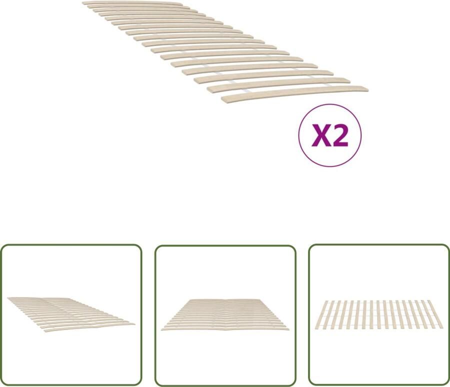 VidaXL Lattenbodems 70x200 cm Set van 2 Opvouwbaar Houten Lattenbodem Populier Hout Tweepersoons Bed Bruine Bedbodem Slaapcomfort Budgetvriendelijk Space Saving Opvouwbare Lattenbodem