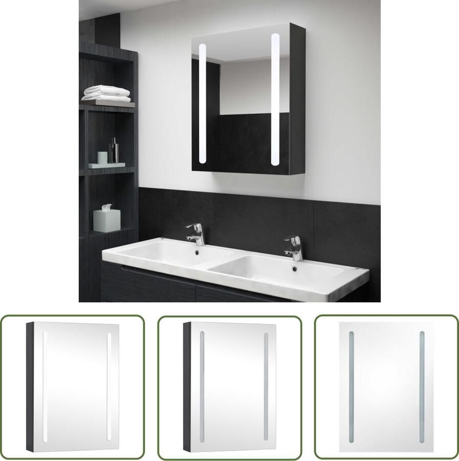 VidaXL Led Badkamerlamp Badkamerkast met spiegel en LED 50x13x70 cm Spiegellezer Badkamermeubilair Mdf Kast