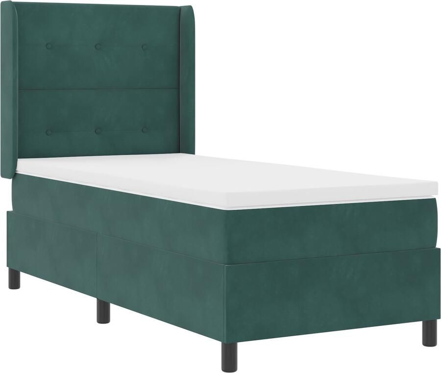 VidaXL Boxspring bed met hoofdeinde Donkergroen 90 x 190 cm Fluweel