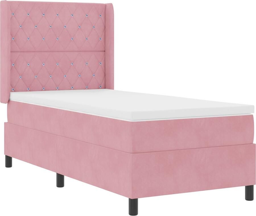 VidaXL Boxspring bed met hoofdeinde Roze 100 x 200 cm Fluweel
