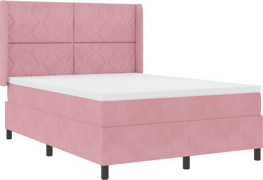 VidaXL LED boxspring bed met matras Roze 140 x 190 cm Fluweel