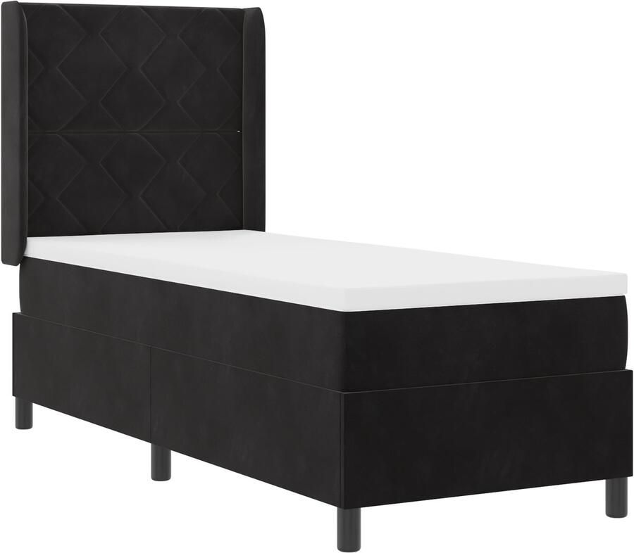 VidaXL LED boxspring bed met matras Zwart 80 x 200 cm Fluweel