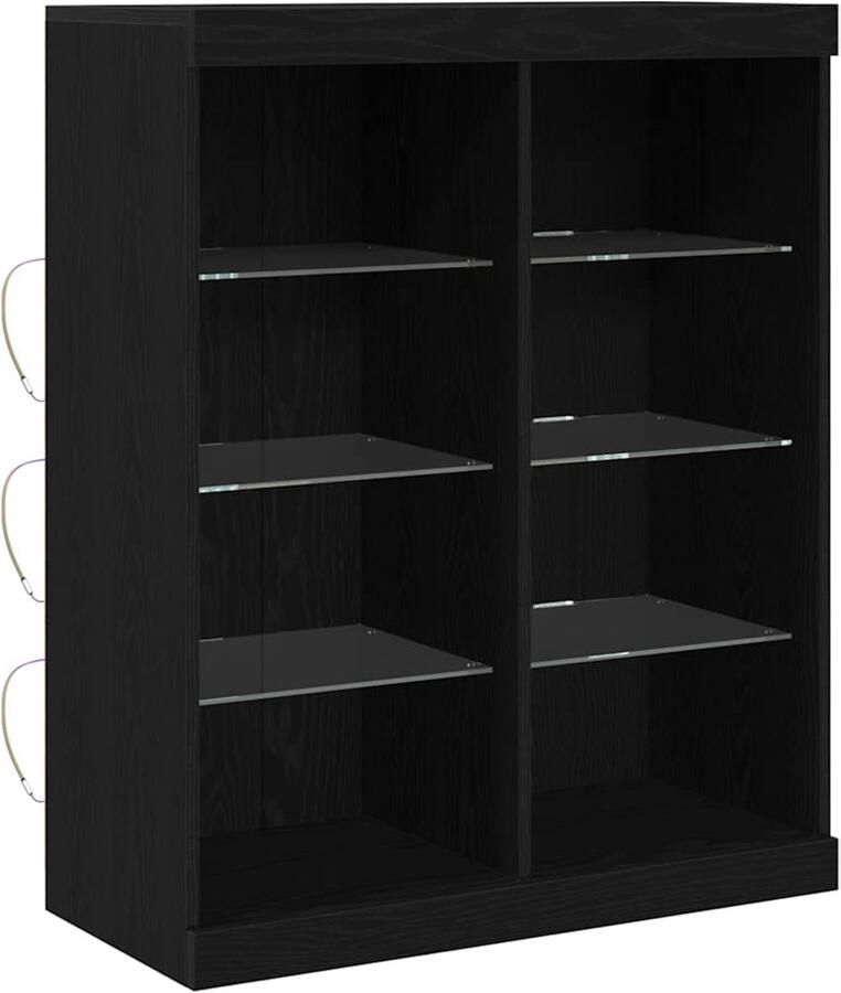VidaXL LED Dressoir Zwart Eiken 41 x 37 x 100 cm Bewerkt hout - Foto 2