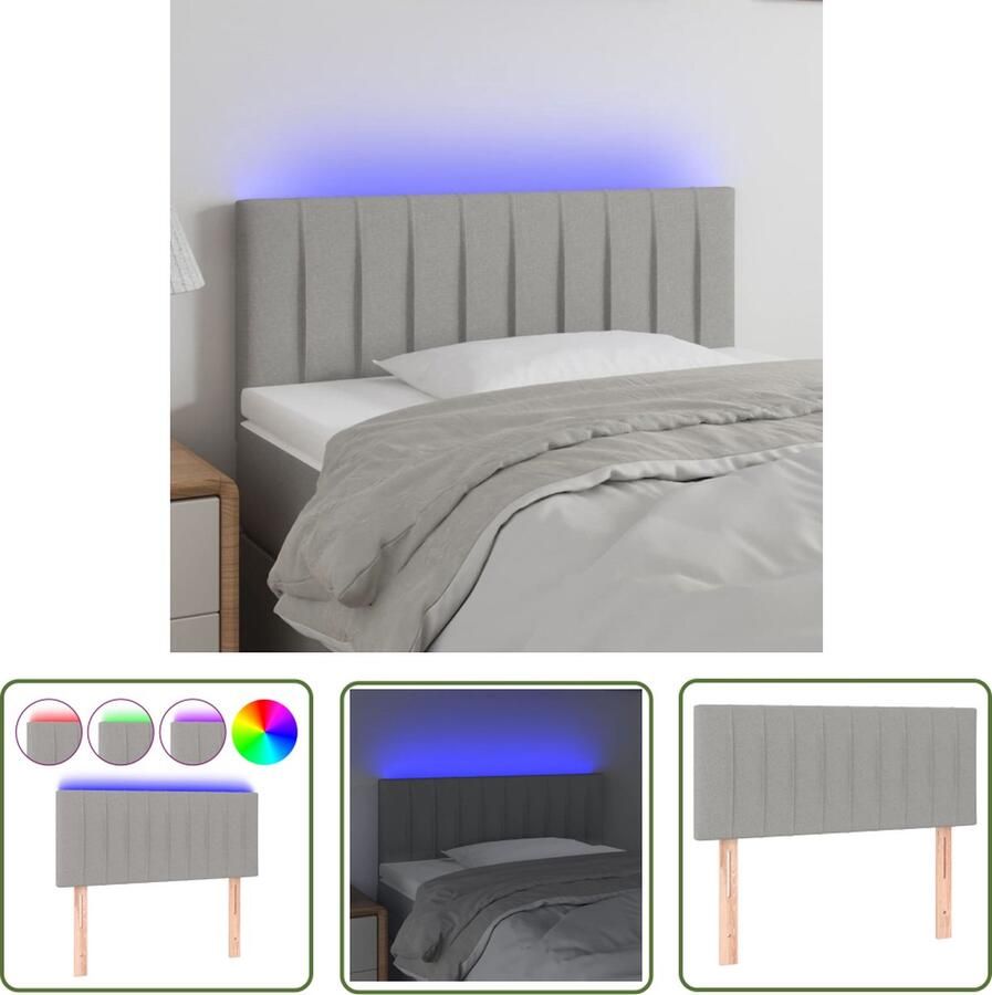 The Living Store Hoofdeind Classic LED Bedaccessoires 100x5x78 88 cm Lichtgrijs Hoofd Bord Led Headboard Hoofdbord Grijs Slaapkamersdecoratie Bed Accessories