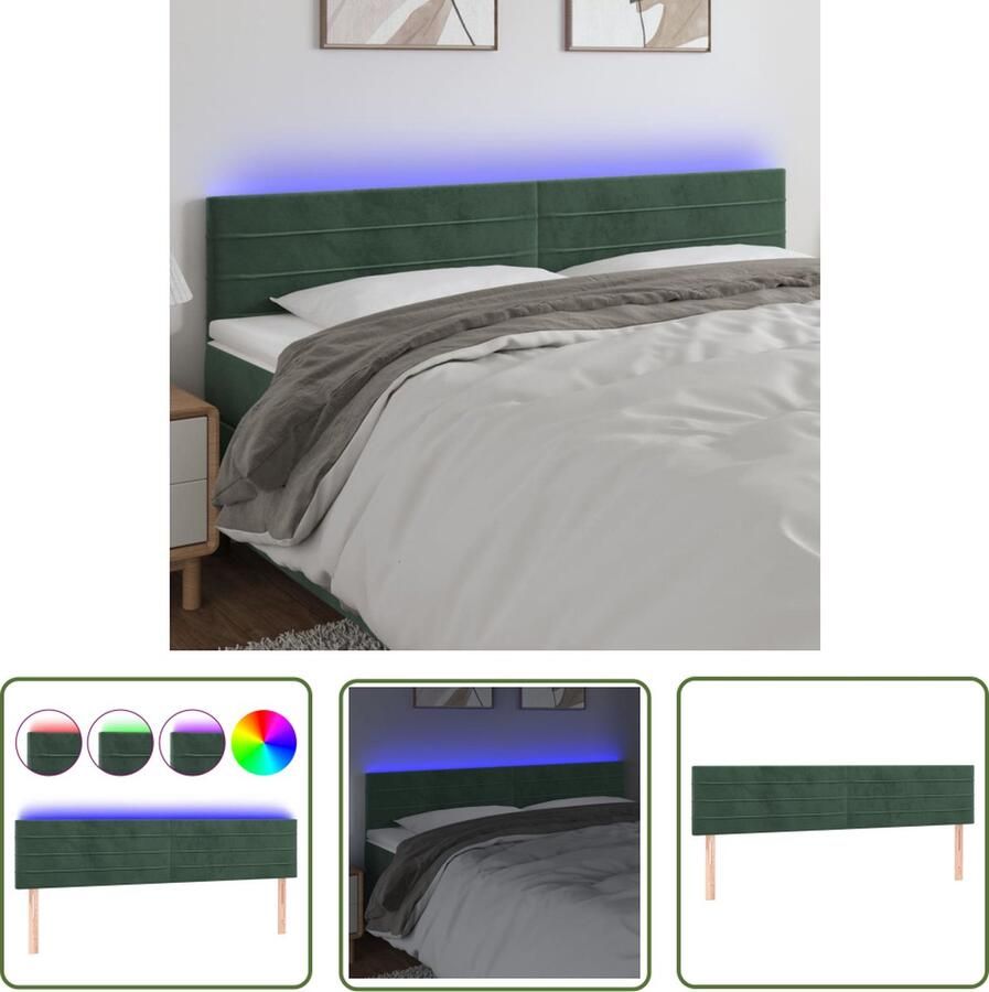The Living Store Hoofdbord LED 180x5x78 88 cm fluweel donkergroen Hoofd Bord Led Hoofdbord Velvet Hoofdbord Donkere Groene Hoofdbord Bedroom Decoratie