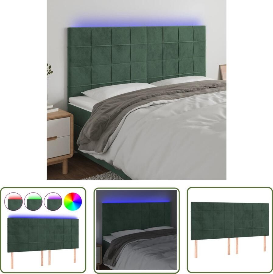 The Living Store LED-hoofdeind s Hoofdeind Donkergroen 180 x 5 x 118 128 cm Zacht fluweel Hoofdboard Led Headboard Fluweel Hoofdbord Donkere Groene Hoofdbord Slaapkamersdecoratie