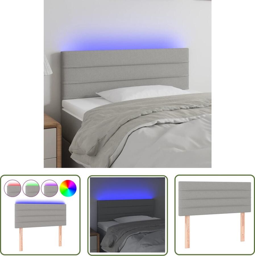 The Living Store Hoofdeind LED Lichtgrijs 80 x 5 x 78 88 cm Verstelbaar Duurzaam Hoofdboard Led Headboard Hoofdbord Grijs Slaapkamersdecoratie Comfortabel Hoofdbord