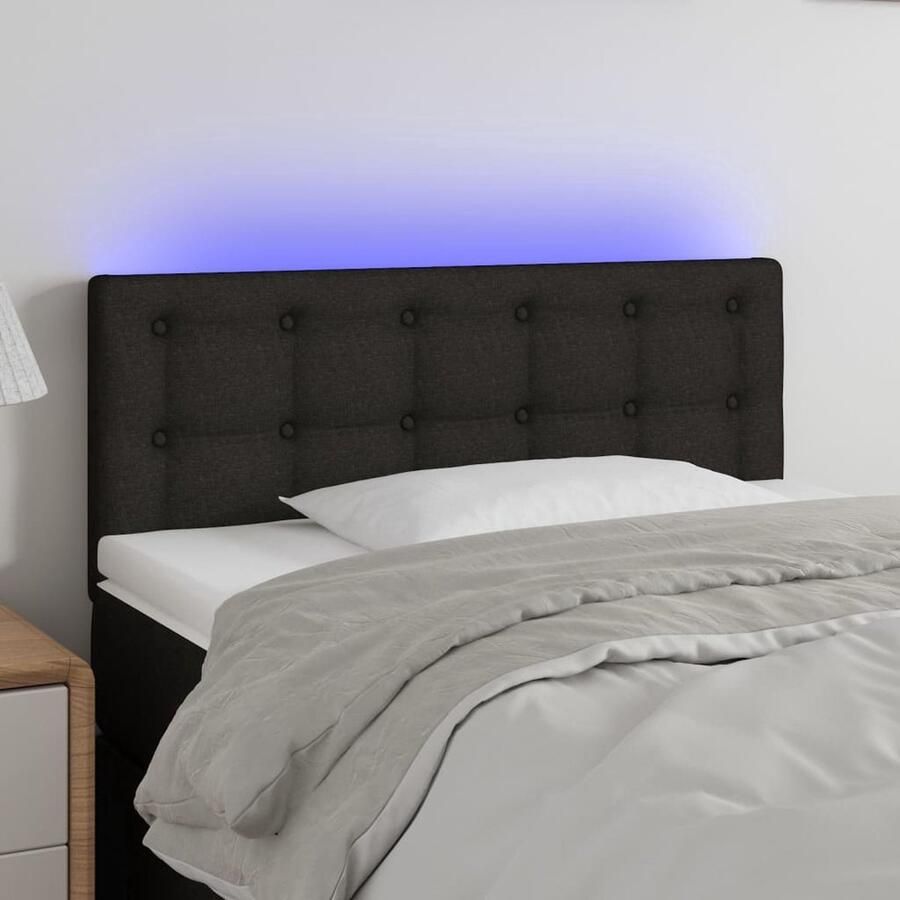 The Living Store Hoofdeind LED-strip Zwart 80x5x78 88 cm Verstelbaar Duurzaam Hoofdboard Led Headboard Hoofdbord Met Led Verlichting Zwarte Hoofdbord Beddecoratie