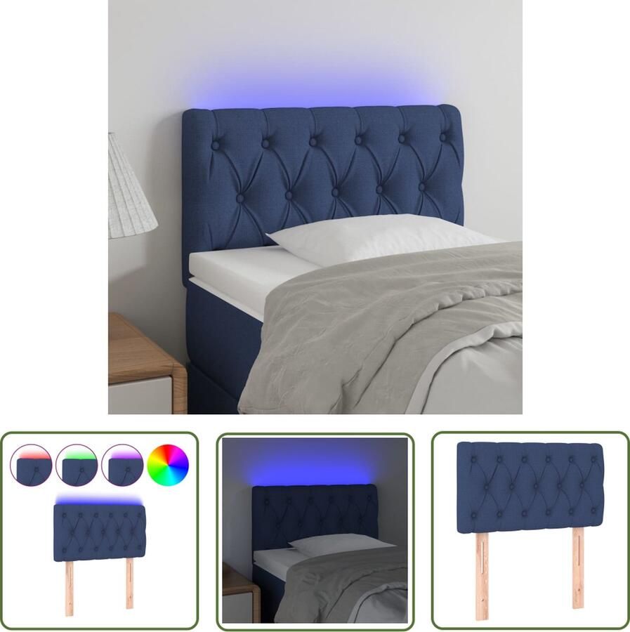The Living Store LED Hoofdbord lamp Hoofdeinde 80x7x78 88cm Blauw Hoofdboard Led Headboard Hoofdbord Met Led Slaapkamersdecoratie Bedding Accessories