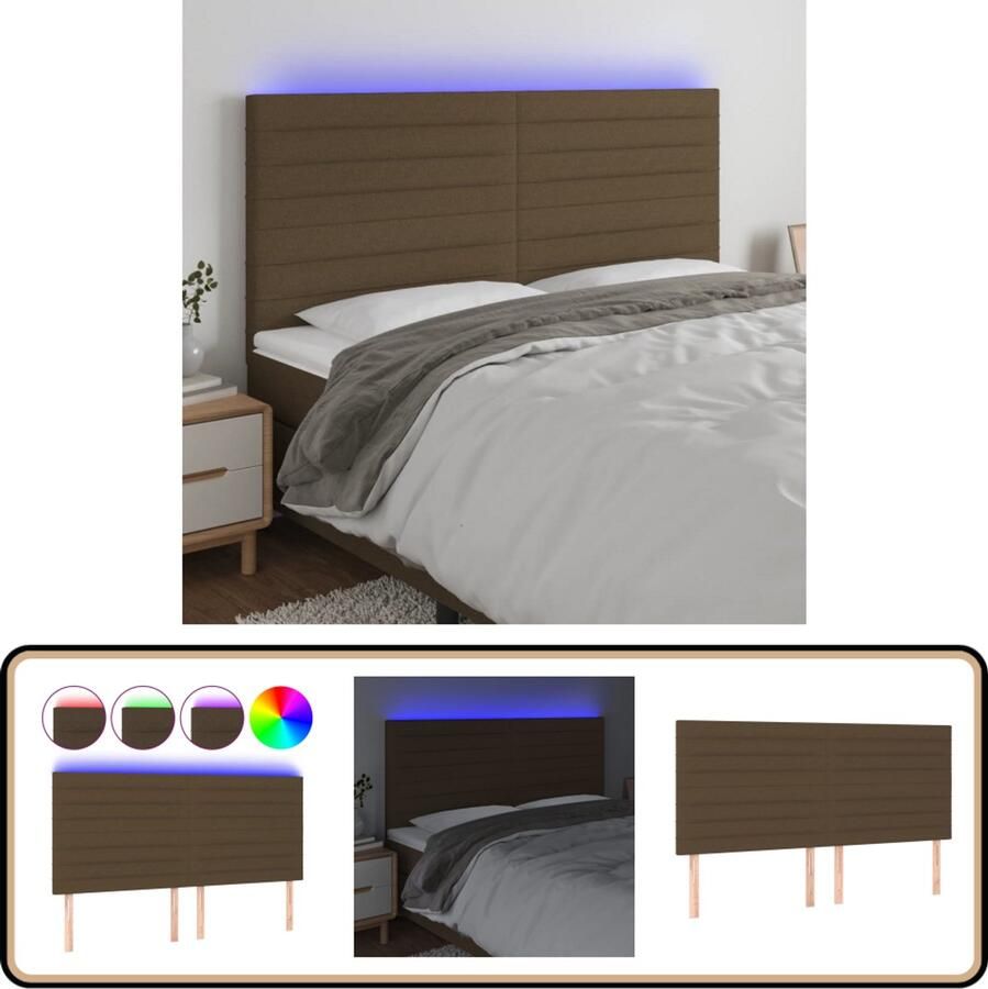 VidaXL LED Hoofdbord 180x118 cm Donkerbruin Hoofddekbed Led Hoofdbord Met Licht Bedroom Decoratie Slaapkamers Accessoires