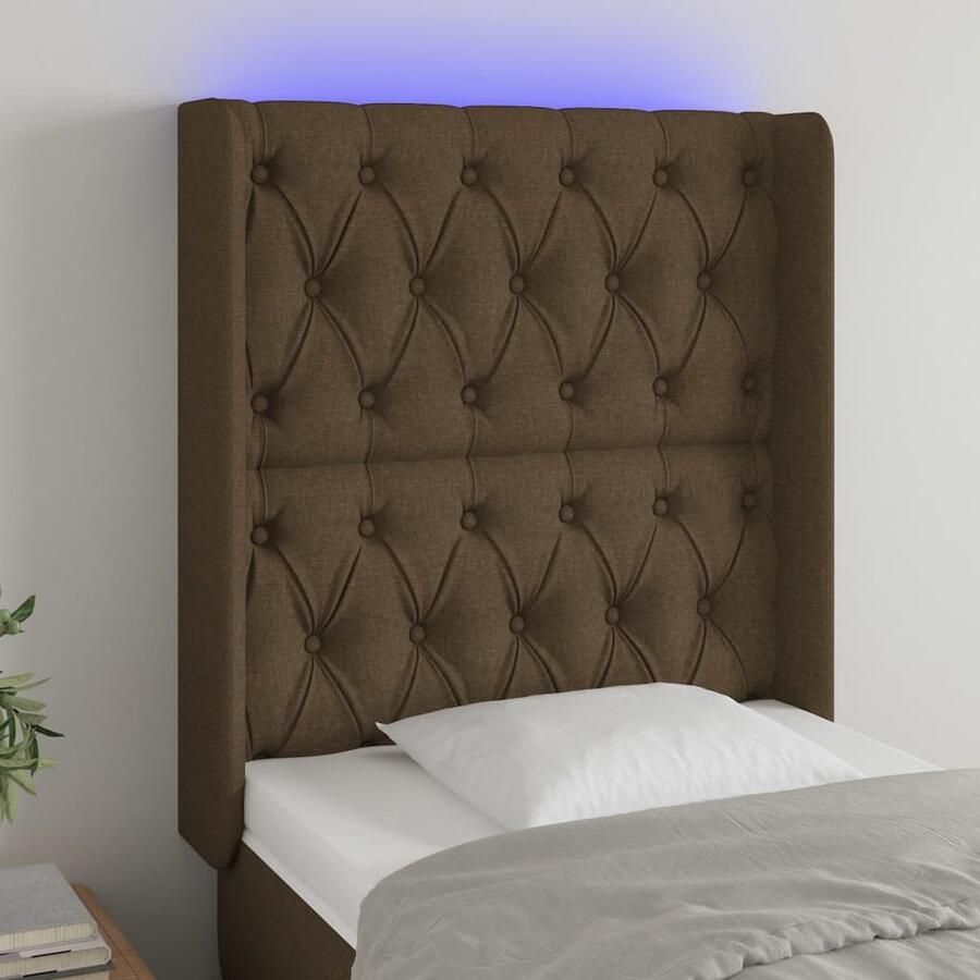 VidaXL LED Hoofdbord 83x16x118 128 cm Donkerbruin Hoofdboard Led Headboard Hoofdbord Bruin Slaapkamersdecoratie Bed Decoratie Leeshoek Tv Hoek - Foto 2