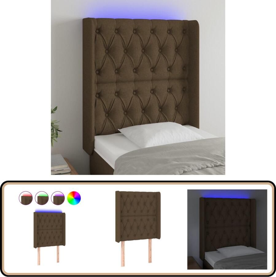 VidaXL LED Hoofdbord 83x16x118 128 cm Donkerbruin Hoofdboard Led Headboard Hoofdbord Bruin Slaapkamersdecoratie Bed Decoratie Leeshoek Tv Hoek