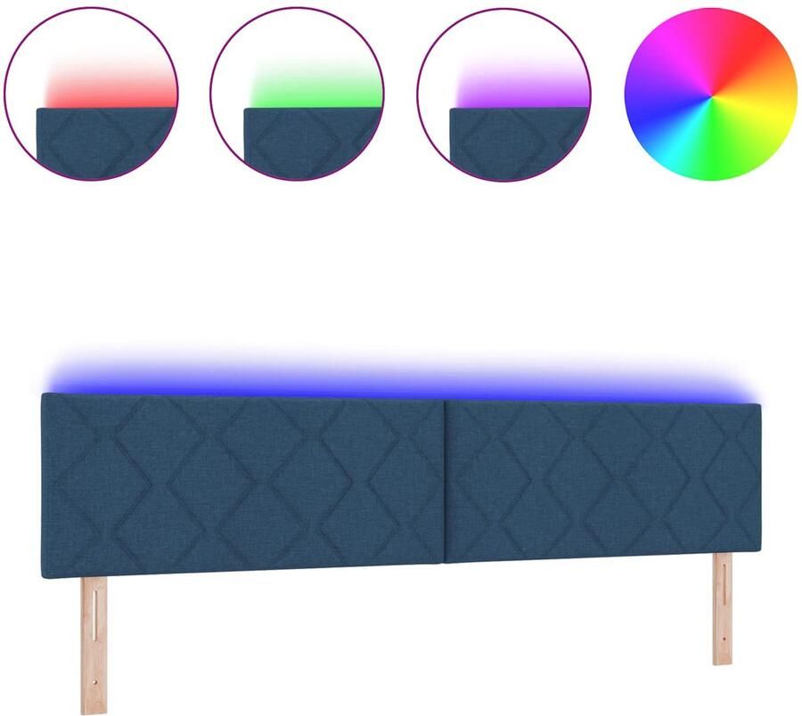 VidaXL Hoofdbord met LED -striplichten Verstelbaar Blauw 200 cm Stof - Foto 2