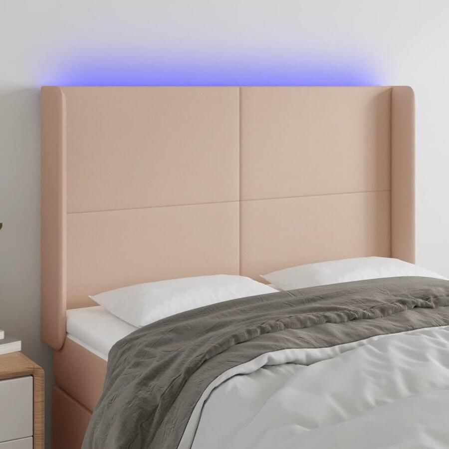 VidaXL LED Hoofdbord Cappuccino 147x16x118 128 cm Hoofd Bord Led Hoofdbord Kapstok Beddecoratie Bedroom Decor Slaapkamerstijl - Foto 2