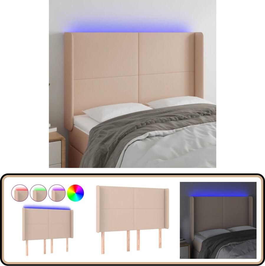 VidaXL LED Hoofdbord Cappuccino 147x16x118 128 cm Hoofd Bord Led Hoofdbord Kapstok Beddecoratie Bedroom Decor Slaapkamerstijl