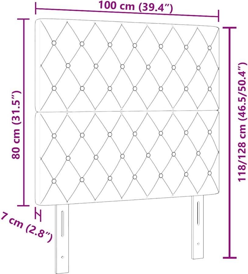 VidaXL LED Hoofdbord Donkerblauw 100 cm Fluweel - Foto 2
