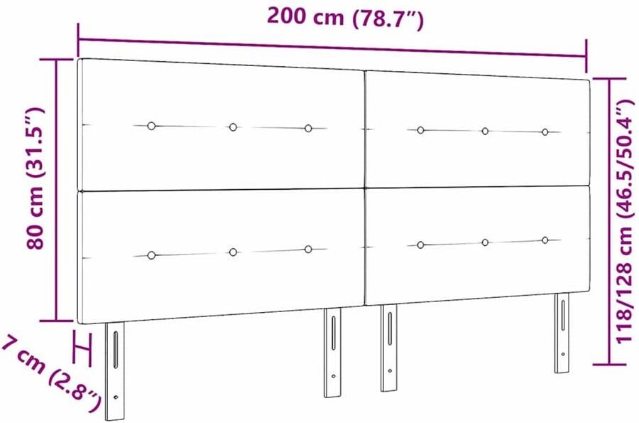 VidaXL LED Hoofdbord Donkerblauw 100 cm Velours