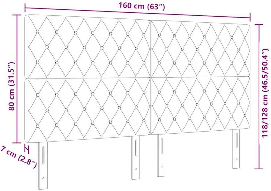 VidaXL LED Hoofdbord Donkerblauw 80 cm Velvet