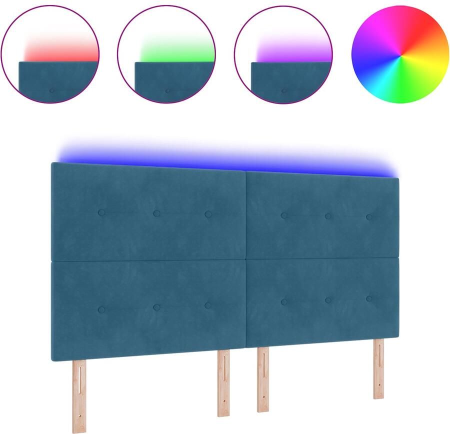 VidaXL Hoofdbord met LED -striplichten Verstelbaar Blauw 90 cm Fluweel