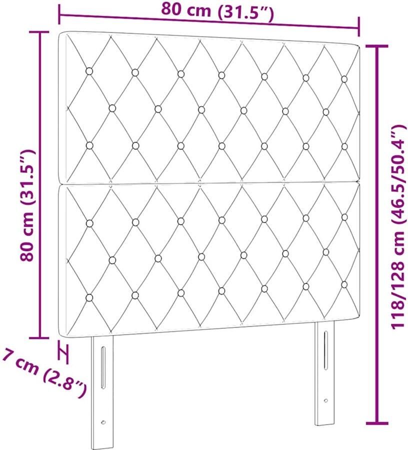 VidaXL LED Hoofdbord Donkerblauw 80 cm Velvet - Foto 2