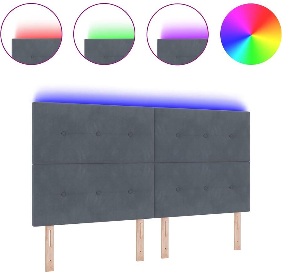 VidaXL LED Hoofdbord Donkergrijs 90 cm Velours